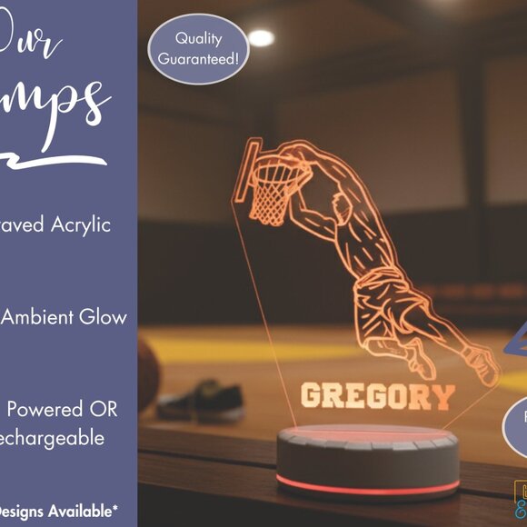 Personalized Basketball Night Light – Custom LED Lamp for Fans - Picture 3 of 8